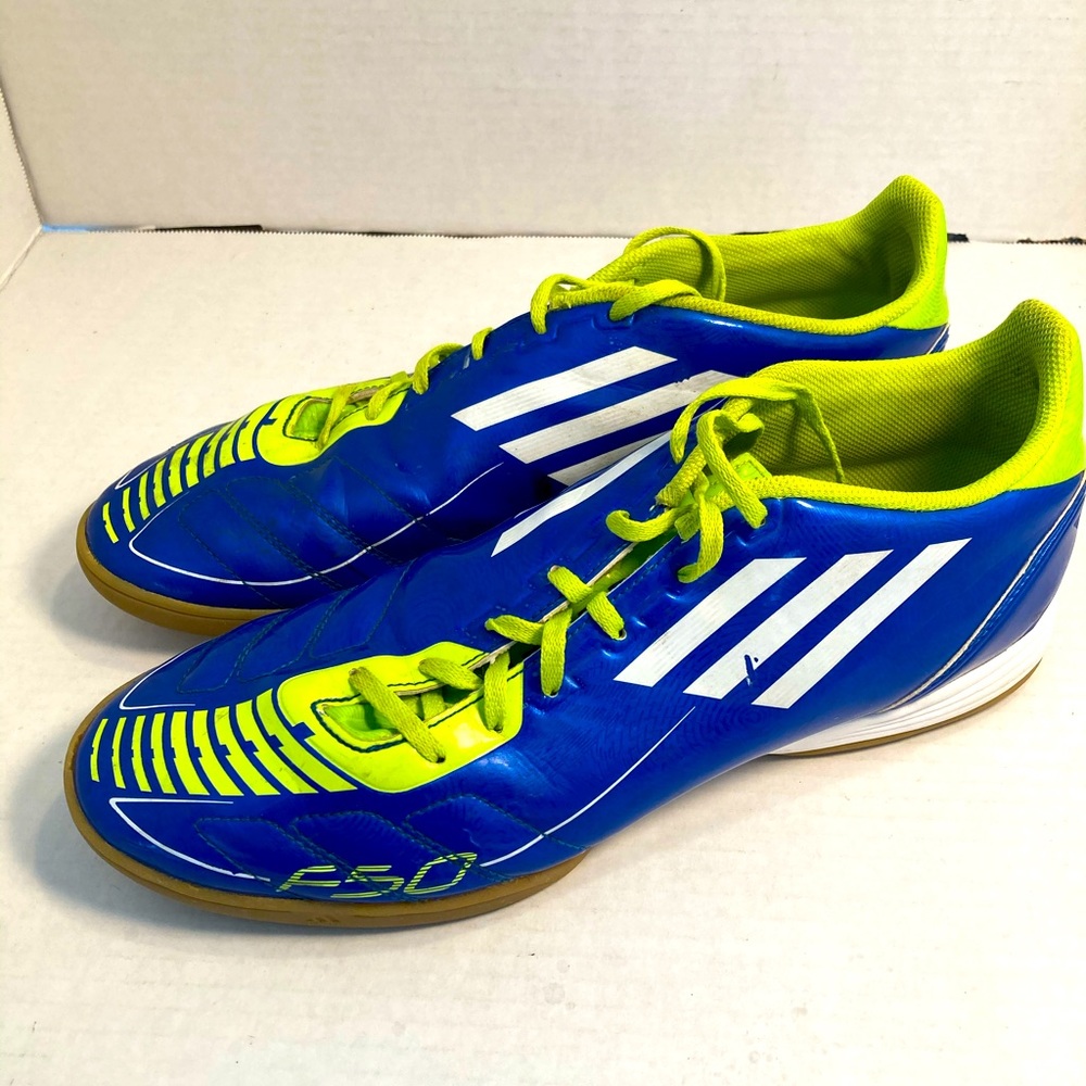 Adidas F50 FIO Soccer indoor men’s 10.5 blue/lime